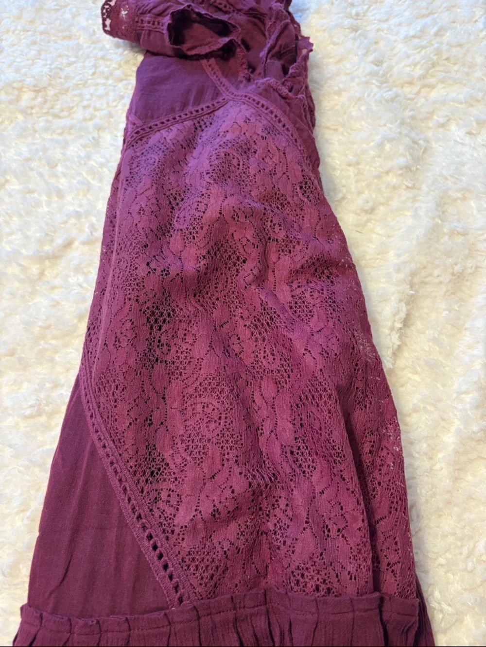 Free People Lace crochet Sleeveless Tunic in Deep Plum Medium - Picture 12 of 12